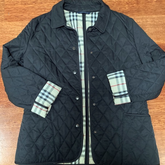 burberry black quilted coat